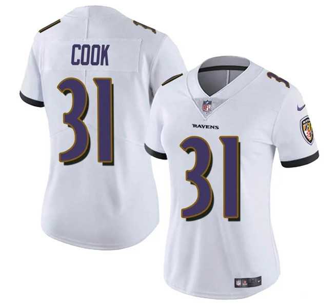 Women%27s Baltimore Ravens #31 Dalvin Cook White Stitched Jersey Dzhi->women nfl jersey->Women Jersey